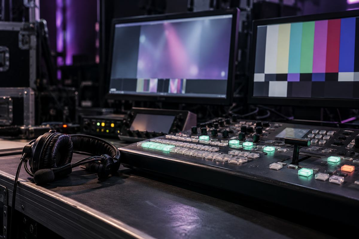 Unbesetzte Liveregie mit Monitoren